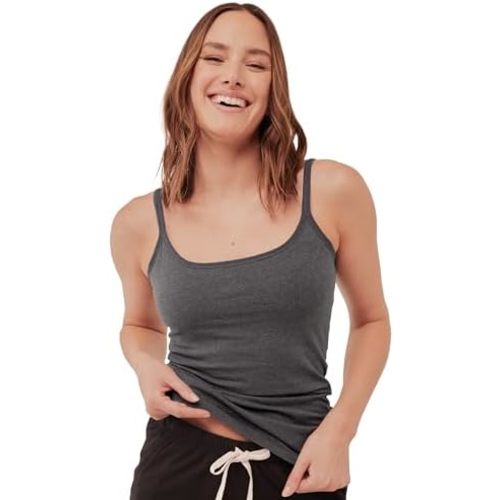 Pact Women's Cotton Camisole Tank Top with Built-in Shelf Bra