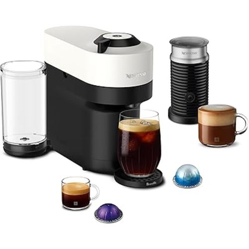 Nespresso Vertuo Pop+ Coffee and Espresso Maker by Breville with Milk Frother, Coconut White