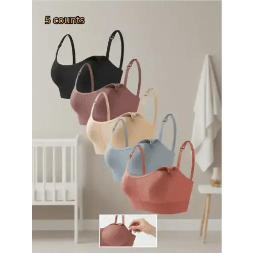 Women's Solid Detachable Adjustable Strap Nursing Bra Set, Front-Closure | Holiday Sales TikTok Shop