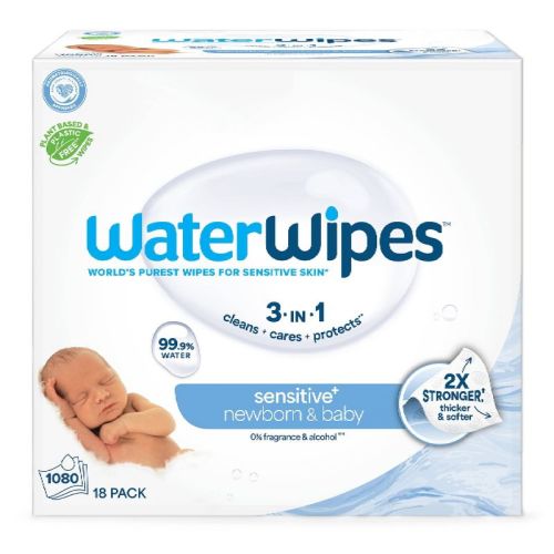 WaterWipes Sensitive Newborn & Baby Wipes, 99.9% Water, Unscented & Hypoallergenic - 1080ct