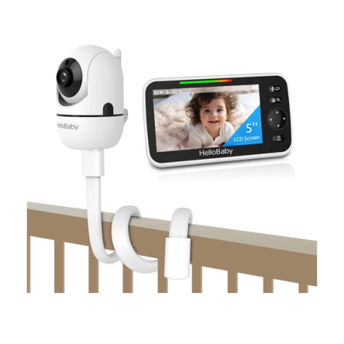 HelloBaby Baby Monitor No WiFi with Mount, 5'' Screen and 30-Hour Battery Life with VOX Mode, Baby Monitor with Camera and Audio, Portable Travel Hello Baby Monitor with Flexible Mount