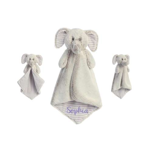 Personalized Animal Lovey, Lavender Elephant lovey,Baby Girl Gift, Lovie, Security Blanket