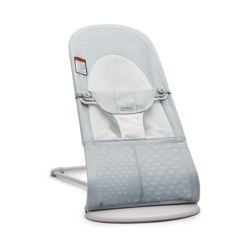 BabyBjörn Bouncer Balance Soft Convertible Mesh Baby Bouncer, Silver/ White