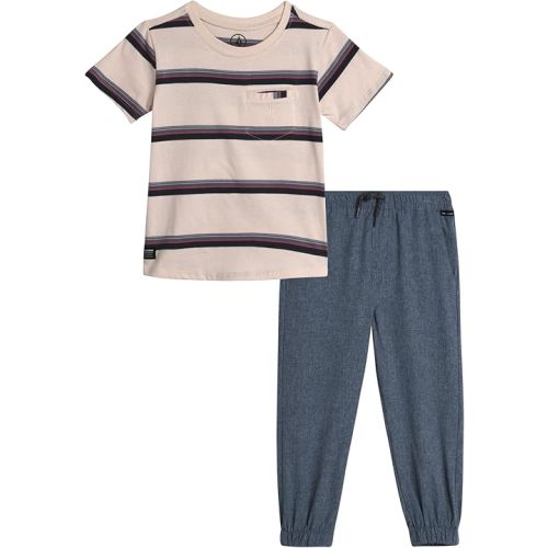 Volcom Baby Boys Pants Set - 2 Piece Short Sleeve Jersey T-Shirt and Woven Joggers - Matching Outfit for Little Boys (12M-7)