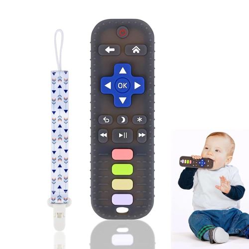 Baby Silicone Teething Toys, Simulation TV Remote Control Shape Teether Toys for Toddlers 3-18 Months, Boys Girls Baby Teething Toys, Babies Chew Toys, Freezer BPA Free