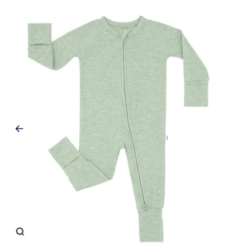 Heather Sage Ribbed Zippy - Little Sleepies