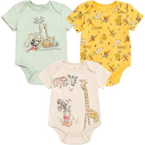 Disney Baby Girls Boys 3 Pack Bodysuits Newborn to Infant Sizes (Newborn - 24 Months)