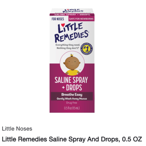 Little Remedies Saline Spray and Drops, Safe for Newborns, 0.5 Ounces