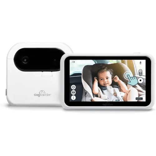 Tiny Traveler Baby Monitor - Tiny Wireless Basic Kit (TT002PBW) with Power Bank - Baby Car Monitor for Home and Car, 8 Hours Power Bank, Night Vision, Video Record & Share, 5" Touchscreen LCD - White