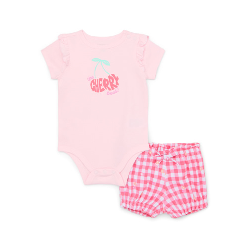 Garanimals Baby Girls Pointelle Bodysuit & Ruffle Bubble Shorts Set, 2-Piece, Sizes 0M-24M