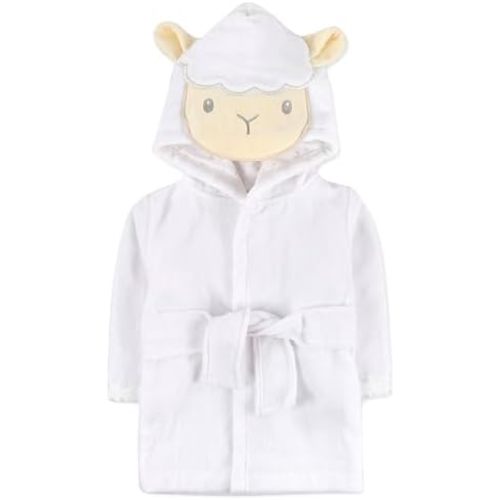 Baby Essentials Unisex Baby Plush Animal Face Bathrobe Hooded with Tie Closure for Newborns and Infants 0-9 Months