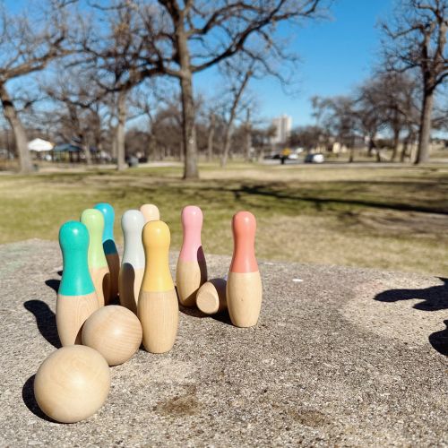 Personalized Wooden Bowling toy-Miniature Pins and Balls-Montessori,Waldorf Skittles Game For Toddler- Stocking Stuffer- Family Game