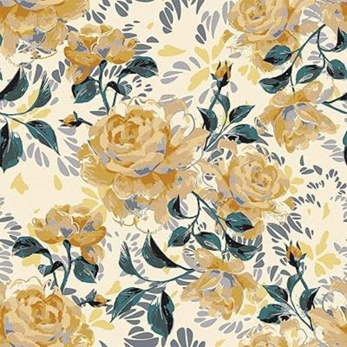 Yellow Rose Wallpaper Peel and Stick Wallpaper Vintage Floral Wallpaper Oil Painting Floral Contact Paper Large Floral Wallpaper Removable Wallpaper for Bedroom Walls Shelf Liner 17.5"x102"