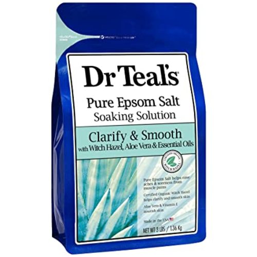 Dr Teal's Pure Epsom Salt, Clarify & Smooth with Witch Hazel & Aloe Vera, 3lbs - 3 Pound (Pack of 1)