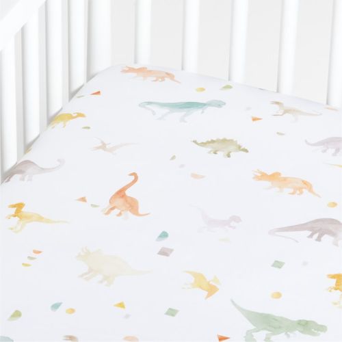 Geo-Dino Organic Cotton Dinosaur Baby Crib Fitted Sheet
