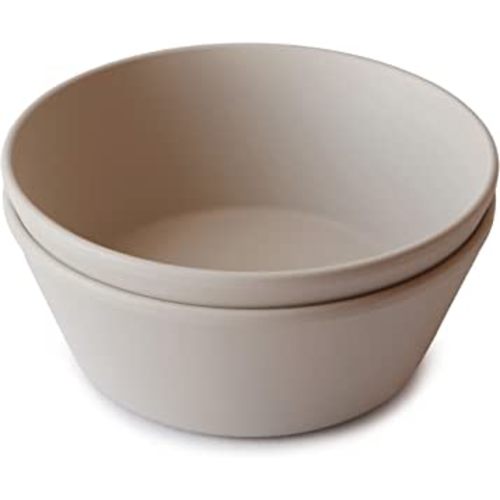 mushie Round Dinnerware Bowls for Kids | Made in Denmark, Set of 2 (Vanilla)