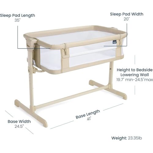HALO® BassiNest® Bedside Sleeper – Breathable Baby Bassinet Slides Over Bed with Mesh Walls for Airflow & Visibility, Lowering Wall for Easy Access, Fits Most Beds