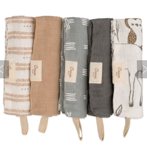Ezra Cotton Baby Washcloths - Woodland Animals Set | Crane Baby