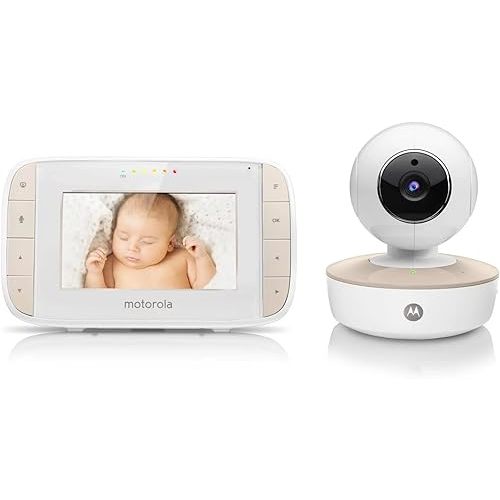 Motorola MBP44 Digital Audio & Video Baby Monitor 4.3in Color Screen, Remote Pan Tilt Zoom, Two-Way Communication, Temperature Display & Night Vision, 720p