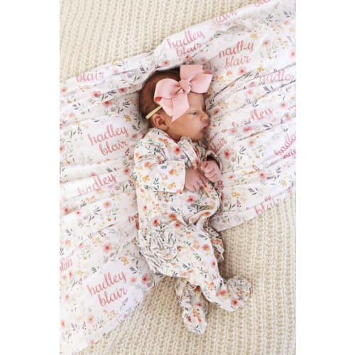 Winnies Wildflowers Personalized Swaddle Blanket