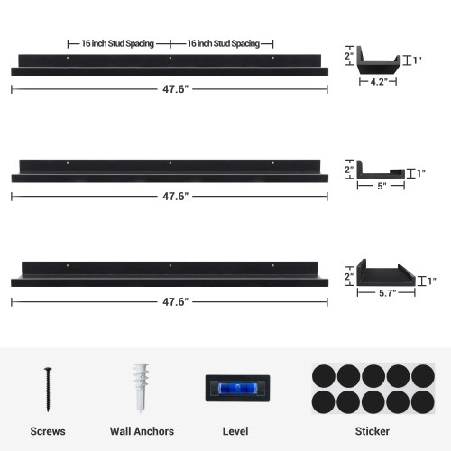 Picture Ledge Shelf, Floating Shelves Wall Mounted Set of 3