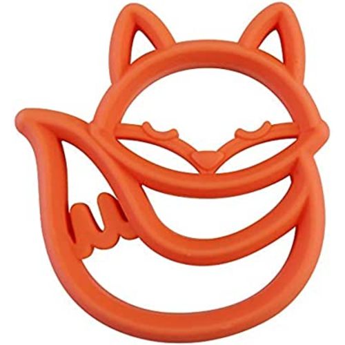 Itzy Ritzy Silicone Baby Teether – BPA-Free Infant Teether with Easy-to-Hold Design & Textured Back Side to Massage & Soothe Sore, Swollen Gums - Teething Toy for 3 Months & Up - Fox