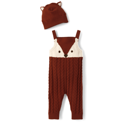 Baby Boys Fox Sweater Overalls 2-Piece Outfit Set - Homegrown by Gymboree - Brown
