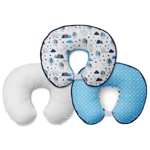 Bacati - 3 Pc Woodlands Aqua/navy/gray Boys Hugster Feeding & Infant Support Nursing Pillow