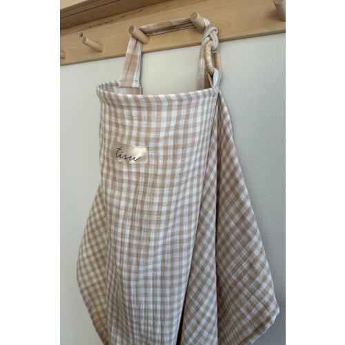 Nursing Cover for Baby Breastfeeding & Pumping | Muslin Double Gauze | Breast Feeding Apron Shawl Car Cover Gingam Check Pattern Shower Gift