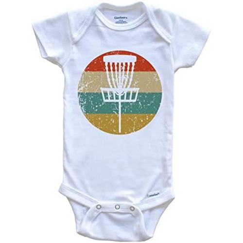 Disc Golf Vintage Retro Disc Golf Basket Circle Icon One Piece Baby Bodysuit