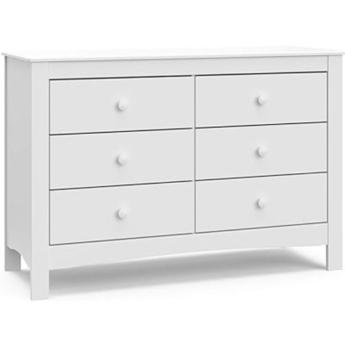 Graco Noah 6 Drawer Double Dresser (White) - GREENGUARD Gold Certified, 6 Drawer Double Dresser for Kids Bedroom or Nursery, Bedroom Furniture Dresser, Universal Design for Nursery and Kids Bedroom
