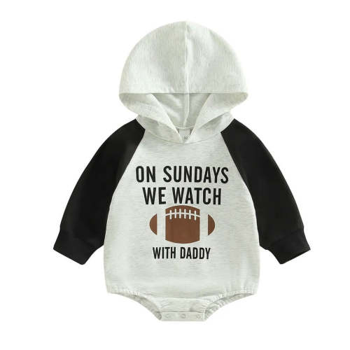 Baby Boy Long Sleeve Sunday Football Hooded Bodysuit
– The Trendy Toddlers