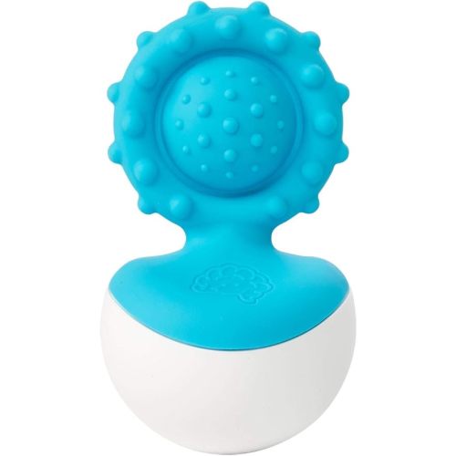 Fat Brain Toys Dimpl Wobbl - Blue - Travel-Friendly Baby Sensory & Teething Toy