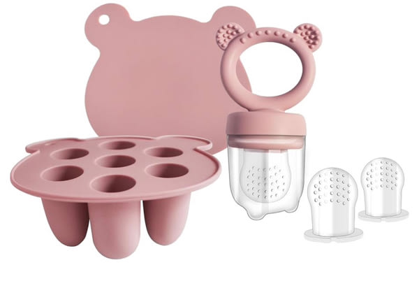 Big Spinach Silicone Freezer Tray Baby Fruit Feeder Food Teething Set Must-Have Pacifiers and Food Storage Containers for Babies 6 Months and Up