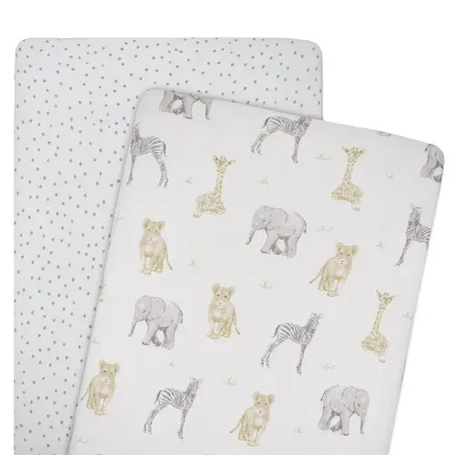 Living Textiles Savanna Co-Sleeper Fitted Sheet 2 Pack | Baby Bunting AU