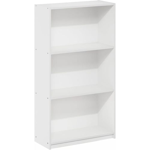 Furinno Basic 3-Tier Bookcase Storage Shelves, White/White