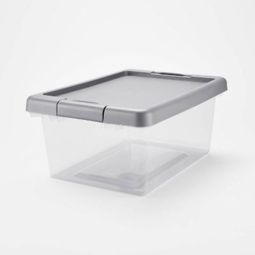Small Latching Clear Storage Box - Brightroom™: Stackable Plastic Tote With Lid, Built-in Handles, 15l Capacity