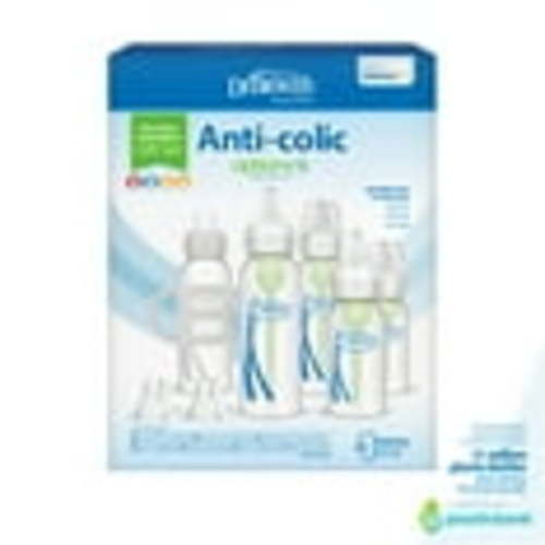 Dr. Brown's Anti-Colic Newborn Baby Bottle Gift Set, Clear with Gray, Plastic