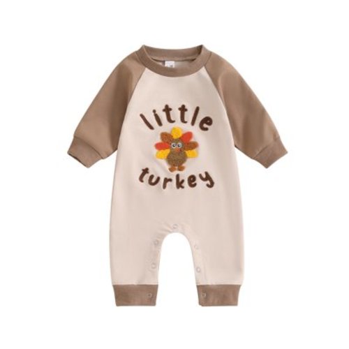 Qtinghua Thanksgiving Baby Boy Girl Outfit Little Turkey Jumpsuit Romper Newborn one-piece My First Thanksgiving Baby Clothes