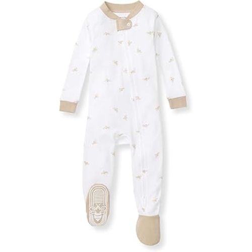 Burt's Bees Baby Boys' Pajamas, Zip-Front Non-Slip Footed Sleeper, Organic Cotton