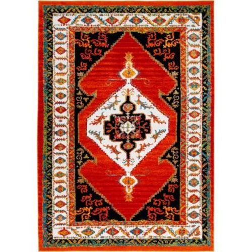 Vintage Hamadan VTH260 Power Loomed Area Rug - Orange/Ivory - 6'7"x9' - Safavieh.