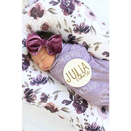 Personalized Dusty Purple Baby Name Swaddle Blanket