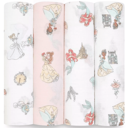 aden + anais essentials Muslin Swaddle Blankets - Disney Princess - 4pk