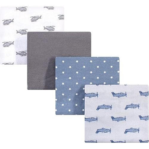 Hudson Baby Unisex Baby Cotton Flannel Receiving Blankets, Airplanes Helicopters, One Size