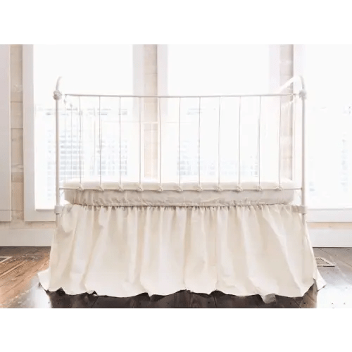 IVORY Farmhouse Crib Skirt & 2 Bows Set | High Cotton
