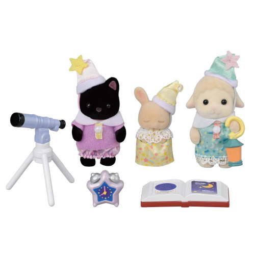 Calico Critters Nursery Friends - Sleepover Party Trio, Set of 3 Collectible Doll Figures With Accessories