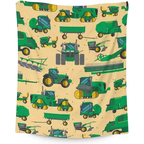 Tractor Blanket - Soft, Fuzzy & Warm - 40"x50" Small Blanket for Couch, Sofa - Green Cute Throw Gifts for Boys
