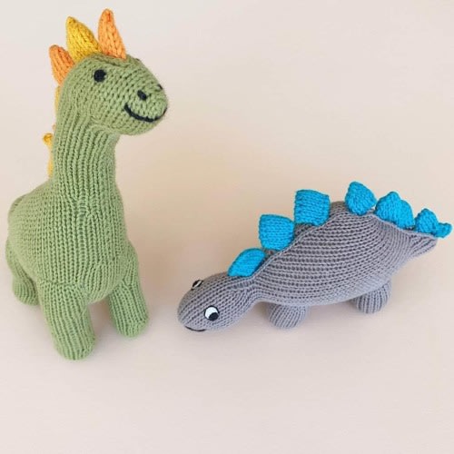 Organic Toy Rattles | Stegosaurus & Brachiosaurus