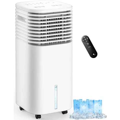 4-IN-1 Portable Air Conditioners, Evaporative Air Cooler w/4 Modes & 3 Speeds, 15H Timer for Smart Auto-off, 2-Gal Tank for 20H Cooling,17FT Remote,No Hose Needed,120°Oscillating Swamp Cooler