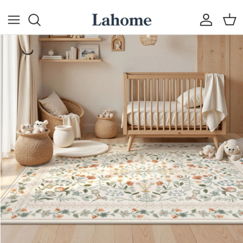 Celeste Washable Vintage Floral Beige Area Rug - Lahome